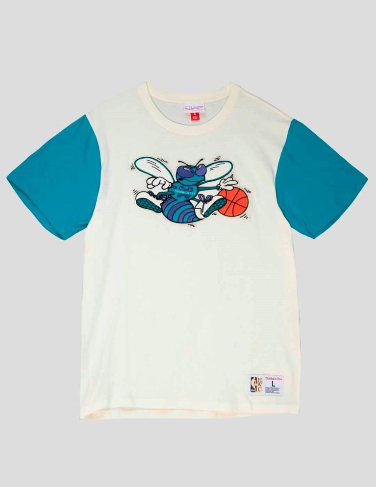 T-shirt MITCHELL & NESS hornets cor blocked tee cream